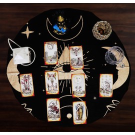 Indian Consigners Altar Cloth Prism Moon Eye Cat Celestical Tarot Deck Alter Square Wall Hanging Table Cloth Sacred Place Tapestry