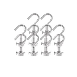 FamouSheen Magnetic Hooks - 0.63" Diameter Round Base, 25lbs Heavy Duty Rare Earth Magnets with Hook for Refrigerator, Extra Strong Cruise Hook for Hanging, Magnetic Hanger for Cabins, Grill (10 Pack)