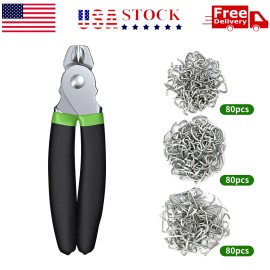 Unbranded Straight Hog Ring Pliers 240PCS 3/4 1/2 3/8 inch Rings Kit Upholstery Seat Cover
