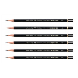 Tombow Set of 6 Paper Pencils Mono 100 Héxagonal Lead 2 mm Shatterproof B of 1