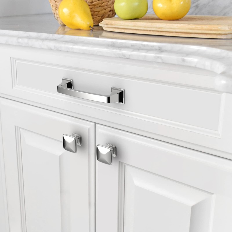Amerdeco 10 Pack Polished Chrome Cabinet Pulls 3-3/4 Inch(96mm) Hole