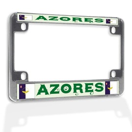 Fastasticdeals Metal Insert Bike License Plate Frame Azores Weatherproof Motorcycle Accessories Chrome 4 Holes Solid Insert