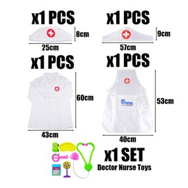 1 Set of Apron, 1 Set of Doctor Uniform, 1 Set of Medical Toys, Doctor Suit for Children, Role Play, Veterinary Costume for Children, Doctor Clothing, Nurse Costume for Children
