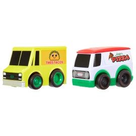 Little Tikes My First Cars Crazy Fast Cars - Electro Riders - Dine Dashers, Food Truck Wind-Up Cars - 9 cm Play Cars with 15 m Range - for Children from 3 Years - Pack of 2