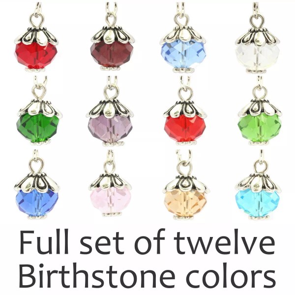 NewCharms Set of 12 Birthstone Dangles for Charm Bracelet or