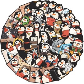 50PCS Funny Penguin Stickers,Penguin Stickers,Teens Boys and Girls Sticker Pack Vinyl Skateboard Guitar Door Laptop Luggage Car Bike Water Bottle Birthday Party Supplies Stickers