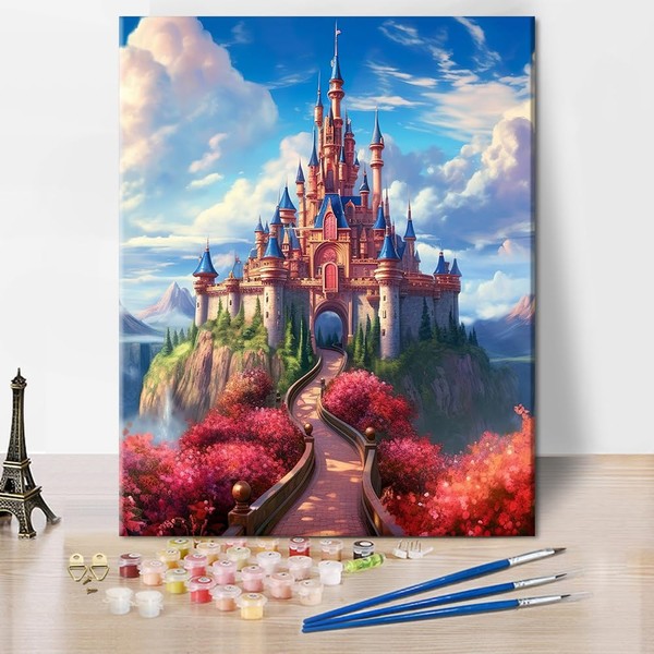 TISHIRON DIY Paint by Number for Adults Dream Castle Acrylic