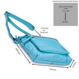 Pequeños bolsos y bolsos cruzados de piel real suave y guijarros – Bolso cruzado de triple cierre premium para mujer, Air Blue Nappa