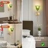XIYOUVE 2 Pack Battery Operated Wall Sconce with Green Glass