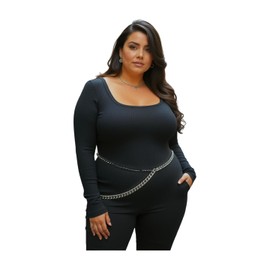 Women Club Wear Fashion Belt Metal Silver Color Metal Chain Links Ball Charm Plus Size XL XXL