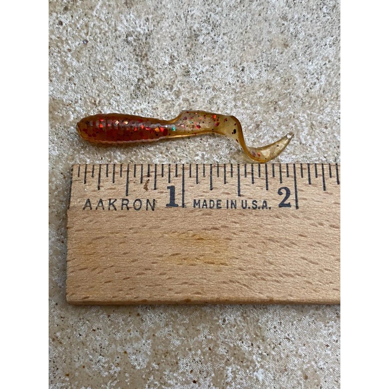 Unbranded Item#46 50ct 2"Rootbeer w/red glit, Avocado w/gr glit grubs,