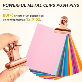 15Pcs Pushpin Clips Rose Gold Thumb Tacks Push Pin Clips Bulldog Clips with Pins for Cork Board Bulletin Board Cubicle Wall for Classroom School Office