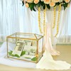 Gold Wedding Glass Card Box with Lock and Slot -