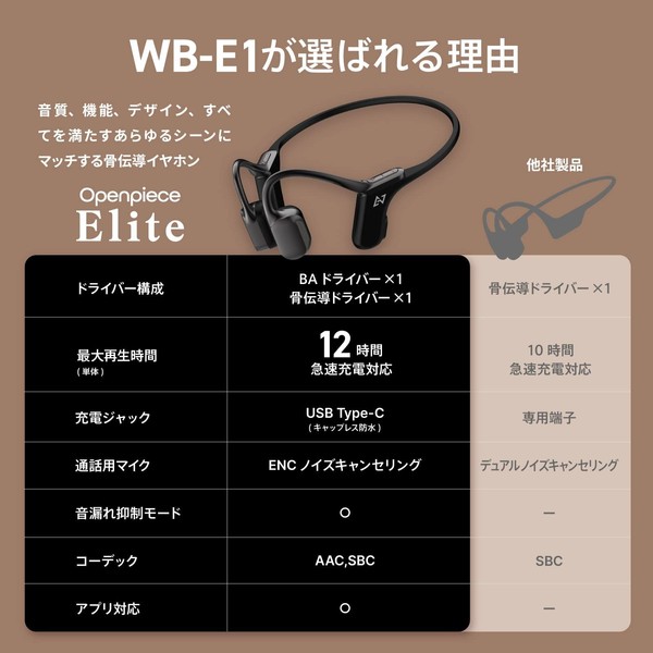 AVIOT WB-E1 Wireless Earphones, Bone Conduction, Running, Earphones, Does Not