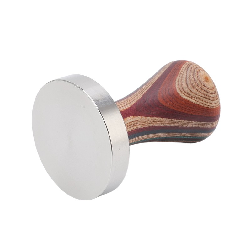 Colorful Wood Coffee Flat Tamper Stainless Steel Base Powder Hammer