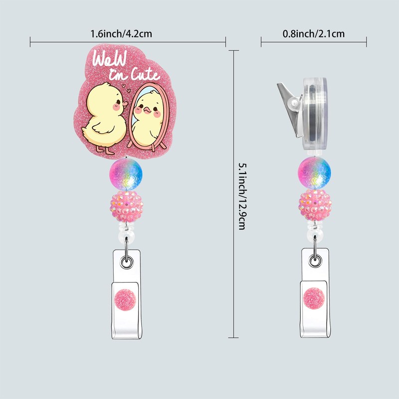 Horee Retractable Badge Reel with Alligator Clip, Glitter Acrylic Nurse
