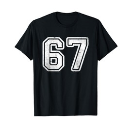 Vintage Number #67 White Sports Team Varsity Number T-Shirt