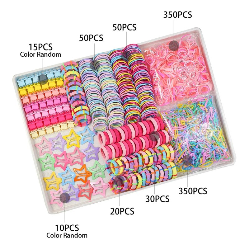 875pcs Mini Ligas Para Cabello Elásticas Dama Accesorios Etc