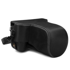 MegaGear Leather Camera Case, Black, for Canon EOS M6 Mark II 18-150mm Lens