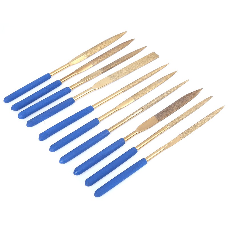 10Pcs Set 5x180mm Titanium Plated Steel Diamonds Needle Files Kit
