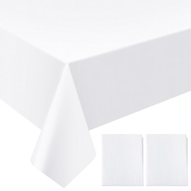 Sinload 15 Pack White Paper Tablecloths for Rectangle Tables 55 x 110 Inch 3 Ply Paper Table Cloths with Plastic Backing Disposable Paper & Plastic Table Cloth for Wedding Birthday Party