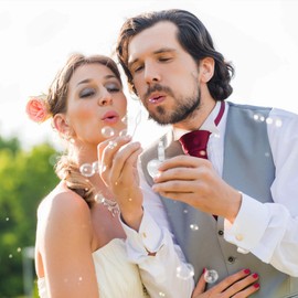 ABSOFINE Wedding Soap Bubbles Pack of 24 Heart Wedding Soap Bubbles White Wedding Favours with Pendant, Mini Soap Bubbles Wedding Decoration Heart Ideas