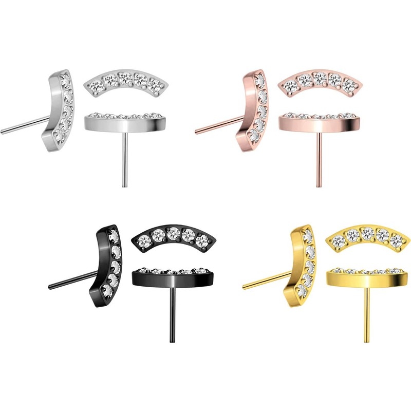 PIERCINGLINE Titanium Attachment with Push Pin Bow + 5 Crystals