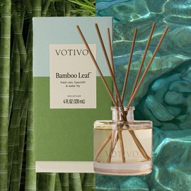 Votivo Bamboo Leaf Signature Reed Diffuser | Scented Home Fragrance Diffuser with Sticks, Reed Oil and Glass Bottle | Decorative Air Freshener for Home Decor | 4 oz