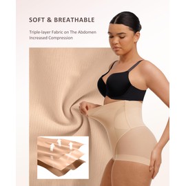 FeelinGirl Butt Lifting Shapewear for Women High Waist Shapewear Shorts Waist Trainer Shaper Tummy Control Beige M