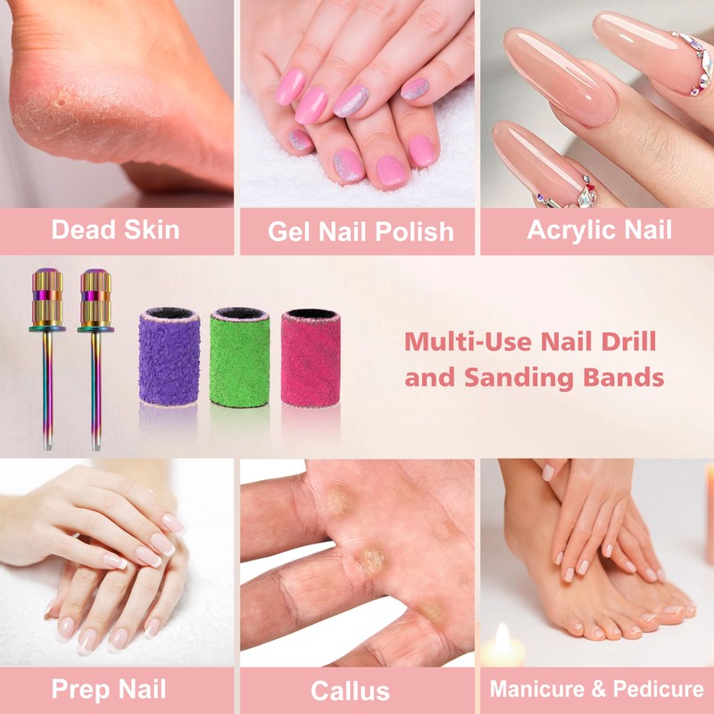 Newellsail Pack of 210 Sanding Bands for Nail Drills 80/150/240