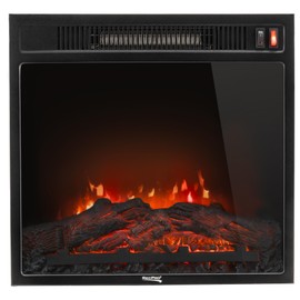 RecPro RV 18" Recessed Electric Fireplace | Glass with Log View | 110-120 Volt | Power On/Off Switch | No Remote Included | for Camper, Trailer, Home & More