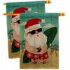 Santa Vacation Burlap House Flags 2 pcs Pack Wintertime Christmas