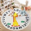 Apioiqa Giraffe Round ABC Kids Rug Circle Alphabet Animal Nursery