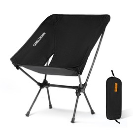 CAMEL CROWN Portable Camping Chair Folding Compact Lawn Lightweight Backpacking Chair with Carry Bag for Outdoor Hiking Beach Travel Picnic Festival Black