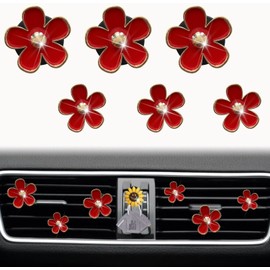 6Pcs Red Daisy Air Vent Clips,Cute Flower Air Conditioning Outlet Clip Car Air Fresheners Vent Clips Car Interior Decor Charm Car Decoration Cute Car Accessories for Women Girls+Mask Hook,Accessories