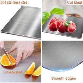 Cutting Board with Lip，304 Stainless Steel Cutting Board for Kitchen，L Shape Pastry Board，Kneading Board Cutting Mats，Stainless Steel Chopping Board Metal Cutting Board (40 * 50cm/15.7 * 19.7in)