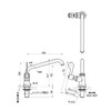 SANEI A5370L-13 Standing Upward Free-Up Faucet for Kitchens, Left Handle,