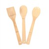 3 Piece Bamboo Wooden Kitchen Utensils Tools Set Spatula Fork
