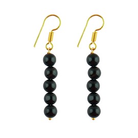 TGH Natural Black Onyx Beads Crystal Earring, Gemstone Round Beads, Energy Healing Crystals, Birthday, Christmas Gift, Gift for Her, Jewelry AA+ (Black Onyx)