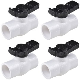 (4 Pcs) 1-1/4" PVC Ball Valve, Shut-Off PVC Ball Valve Socket with Upgrade Easy-Turn Handle for SCH40 PVC Pipe-Suitable for Swimming Pool, Water Project & Irrigation System, Rated at 150 PSI