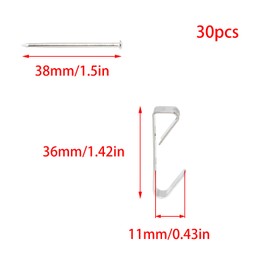JAKOUE 30 Pack 50LB Heavy Duty Picture Hangers with Nails，Frame Hooks Picture Hangers，Wooden Wall Painting Hangers Hooks and Nails for Mirror, Photo,Clock（Silver）