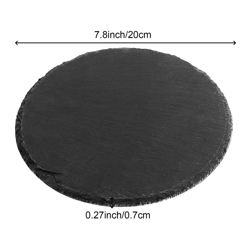 FUNSUEI 8 Pack 7.8 Inches Black Slate Cheese Board, Natural