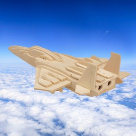 EQLEF 3D Jigsaw Fighter Airplane Model Woodcraft Kit Wooden Puzzle Toy(Type 2)