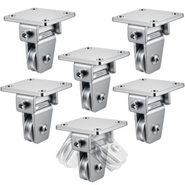 Hicarer 6 Pcs 1-3/8" Groove Cable Pulley Rotation Traction Wheel for Wall Ceiling Mount, Heavy Duty Pulley Block Roller System Duplex Bearing Silent for Rope Lifting Gym Equipment Sliding Gate, 330lb