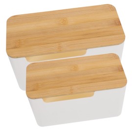 LABRIMP 2Pcs Cord Management Box Stylish Cable Organizer for Lid Design Efficient Wire Storage for Kitchen Appliances and Computers