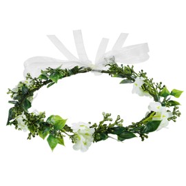 Flower Wreath Hair, Adjustable Green Hair Accessories, Wedding Hair Wreath Simulation Flower, Flower Wreath Crown, for Travel Photography, Festival, Wedding and Party, Women, Girls