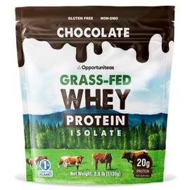 Opportuniteas Opportuniteas Grass Fed Chocolate Whey Protein Isolate Powder - 20g Protein Powder Without Artificial Sweeteners, Hormone-Free Cows, Non GMO - 2.5lb