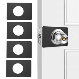 SZMDLX Door Lock Repair Plate, Door Knob/Lever/Deadbolt Reinforcement Plate, Door Handle Lock Fixing Cover Filler Repair Backplate, Door Lock Hole Backing Reinforcer Plate Kit, 4 PCS Black