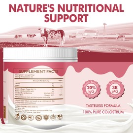 KEDISOM Bovine Colostrum with Collagen Peptides Powder for Gut Health, Immune Support, Nails, Hair Growth, 20% IgG Supplements Mixed Collagen Protein, 40 Servings