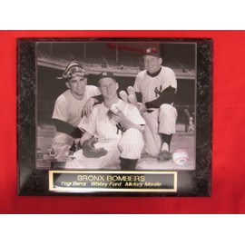 Mickey Mantle Whitey Ford Yogi Berra Engraved Collector Plaque w/8x10 Photo